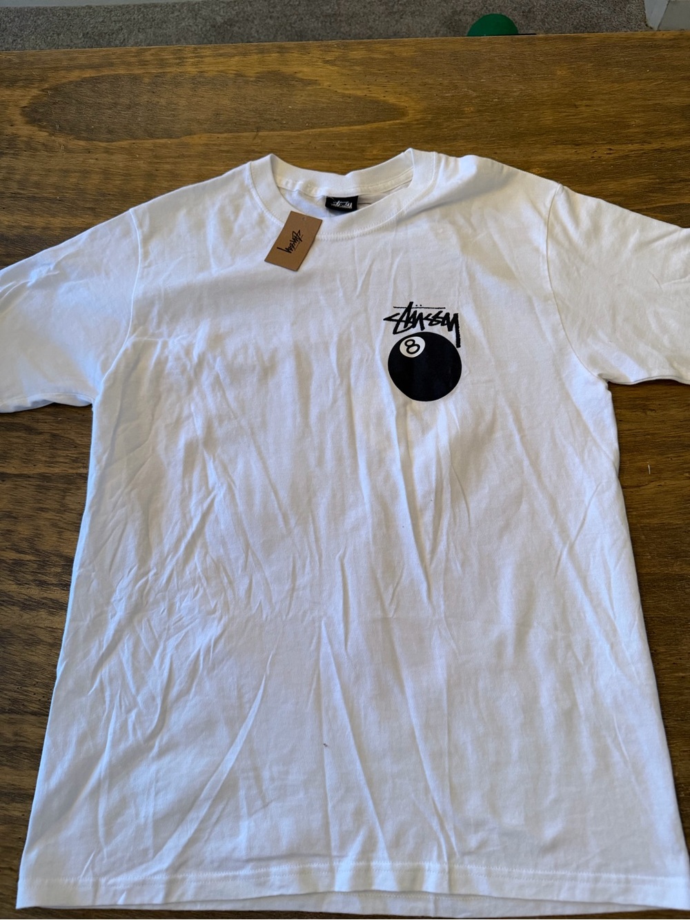 NEW Stussy Men’s White 8-Ball Logo Tee Medium